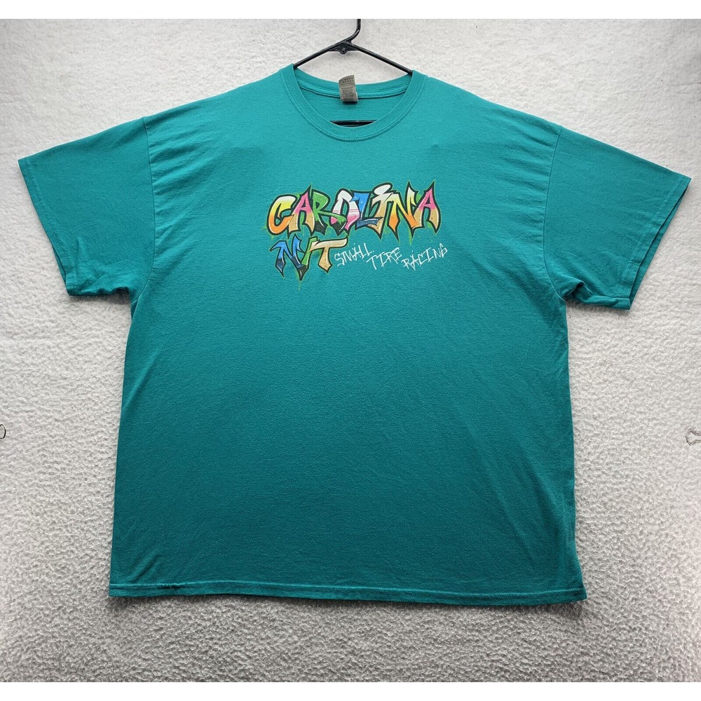 Carolina Nut Small Tire Racing T-Shirt Mens‎ 2XL Turquoise Graffiti Street Art